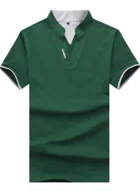 夏天翻领褂头全棉plol衫男士短袖t恤微领丅血成熟男装反领合身衫