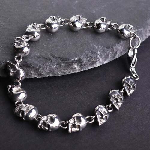 New Trend Punk Skull Beaded Bracelet Men's Gothic Domine