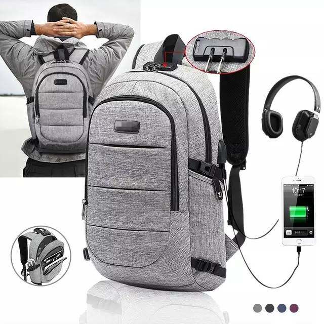 Men Women Travel USB Charging Anti theft Bag Laptop Backpack