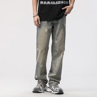 牛仔裤男款爆款2026新款宽松直筒裤潮流高级感破洞高街春夏季裤子