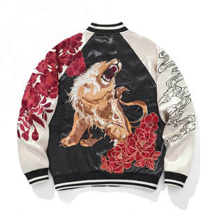 男士刺绣外套最新款2025爆款潮流帅气高档拼接款夹克高端轻奢男装