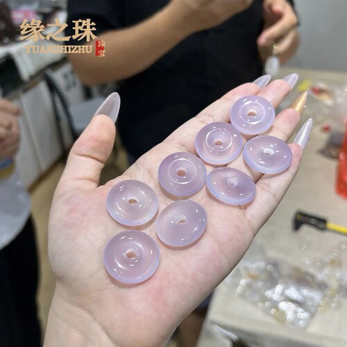 紫气东来天然淡紫罗兰玛瑙平安扣紫色平安扣吊坠项链帝王紫玉髓