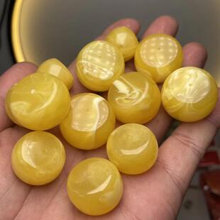 蜜蜡飘花墩子白花流淌纹车轮珠满蜜老型墩配饰配串搭配神器单颗