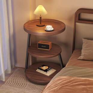 中古风沙发边几三层茶几床头柜置物架客厅卧室家用小户型角几