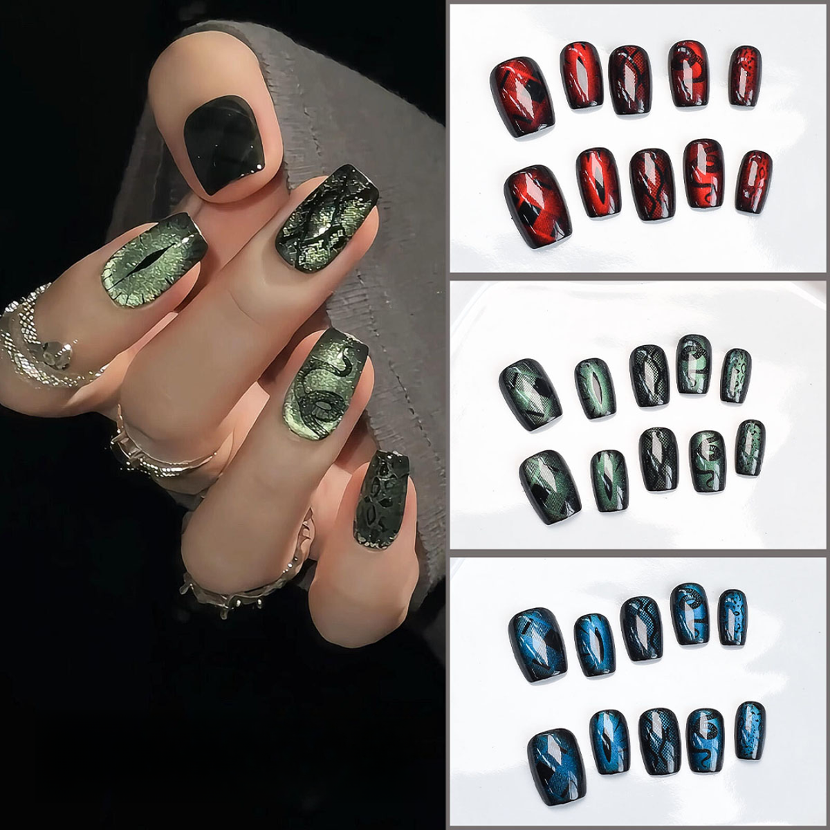 秋冬新款穿戴甲蛇年祖母绿美甲贴高级感显白学生可拆卸甲片指甲贴,彩妆/香水/美妆工具,穿戴甲/甲片,淘宝优惠券,粉丝福利购,淘宝优惠卷