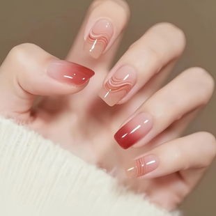 穿戴甲学生穿戴甲学生绯红琴弦渐变穿戴甲丝带国风显白高级氛围感