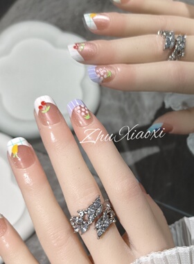 蓝莓樱桃】新款穿戴甲波点高级纯欲手工穿戴显白ins可爱美甲贴片