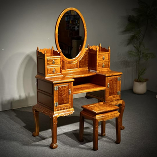 复古家具奢华嫁妆桌 金丝楠木化妆桌小叶桢楠梳妆桌台卧室实木中式