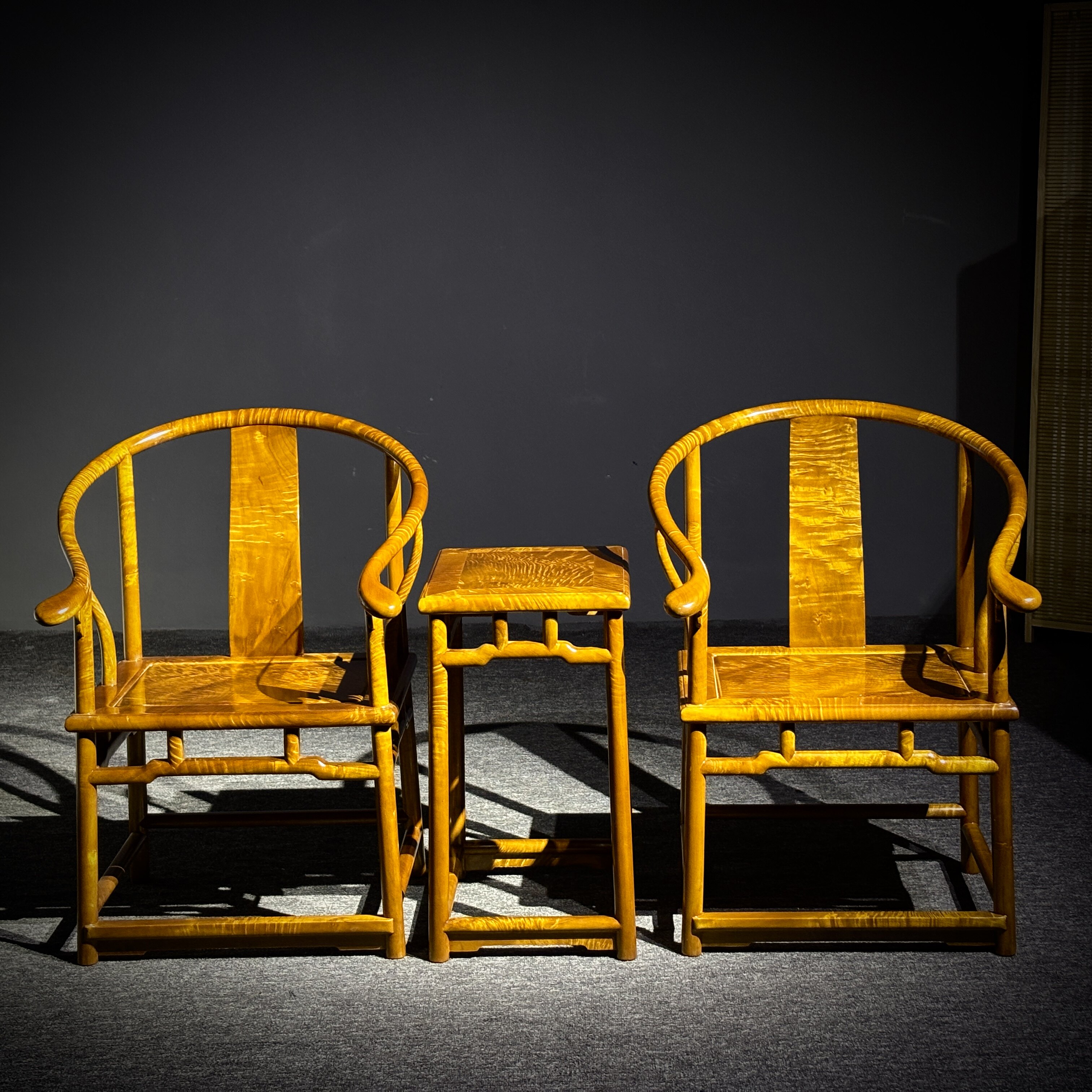 金丝楠木家具皇宫椅三件套中式圈椅实木太师椅古典会客椅红木椅子