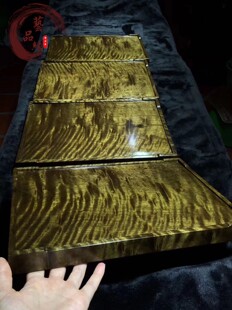 四川金丝楠阴沉木绿料乌木文盘托盘摆件 龙胆纹满水波纹榫卯