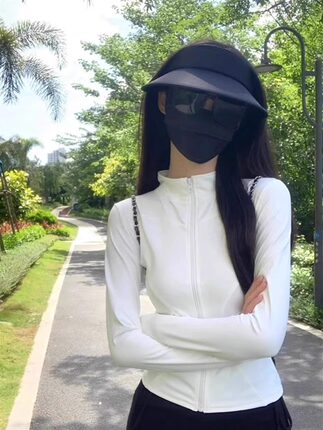 白色冰丝防晒女款夏季2024新款修身防晒服开衫防紫外线短款外套女