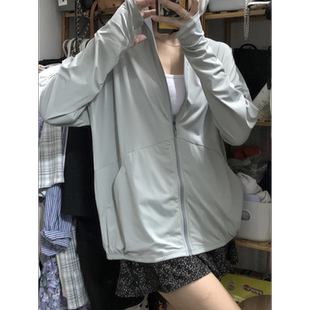 外套宽松冰丝防晒服 防紫外线薄款 灰色防晒衣女夏季 学生党2025新款