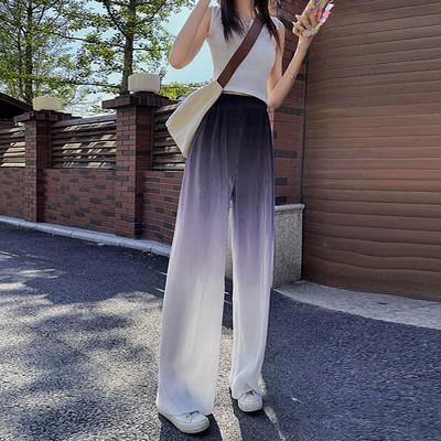 冰丝春秋季宽松显瘦垂感拖地裤子