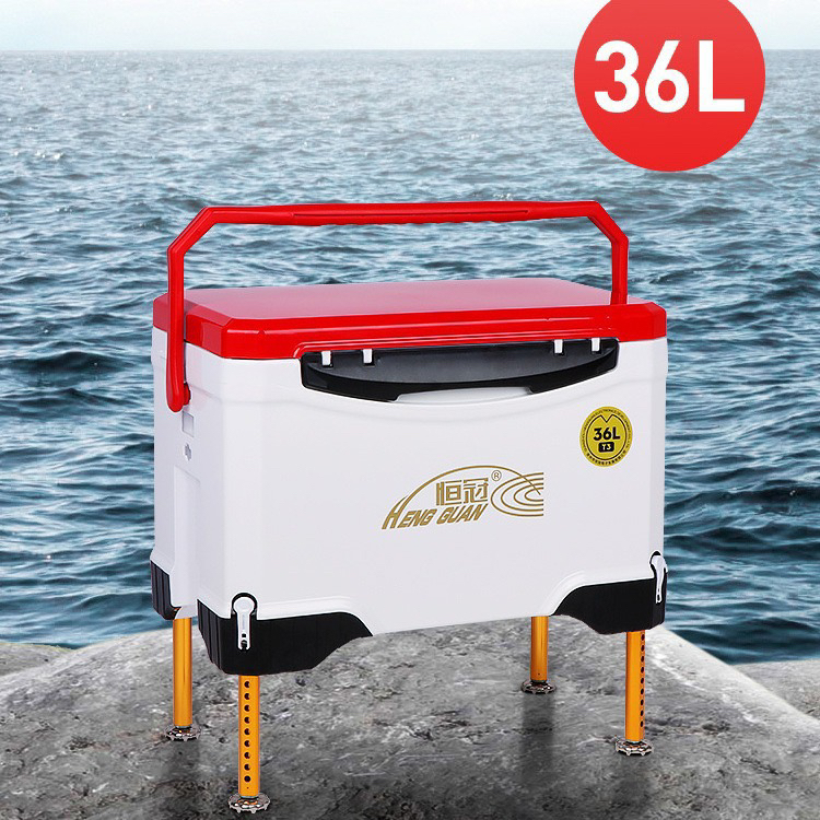 恒冠正品多功能台钓箱保温箱36L钓箱平盖竞技超轻钓箱带升降脚