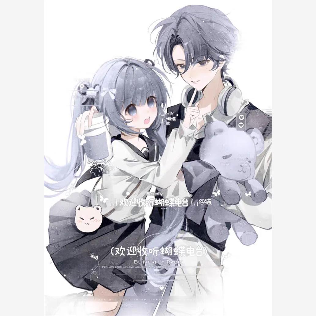 抱盒25张 萌物番习猫×松果果直购 情侣头像扭蛋原创圈高清无水印