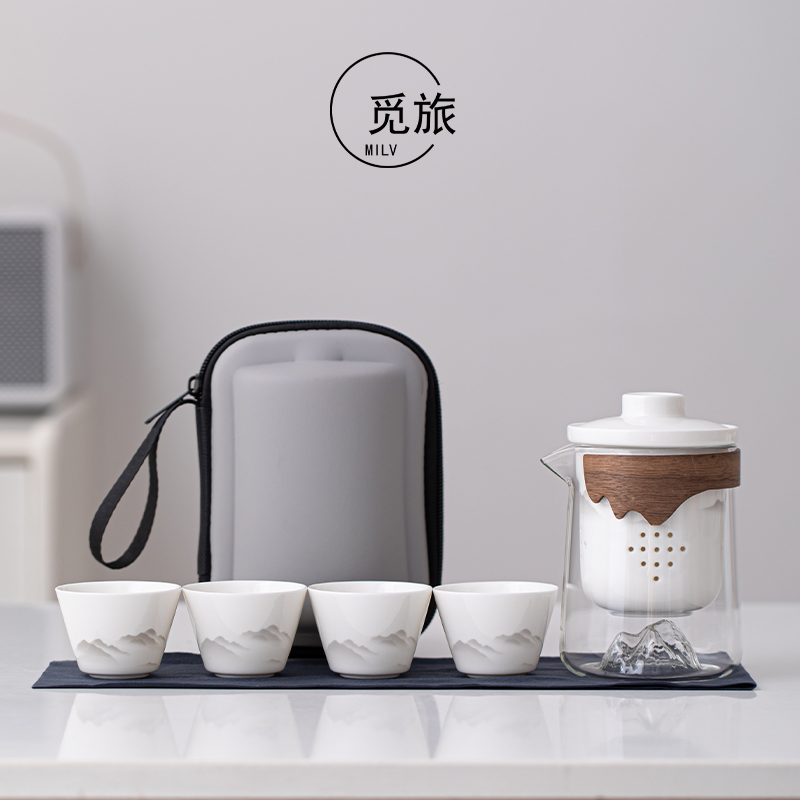 觅旅玻璃快客杯一壶四杯