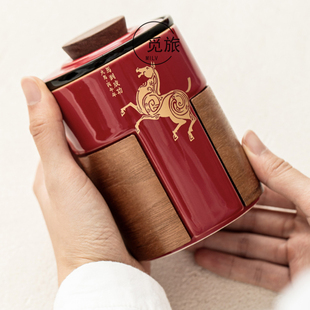 国潮故宫红色陶瓷马克杯带盖过滤茶水分离泡茶杯子办公室水杯定制