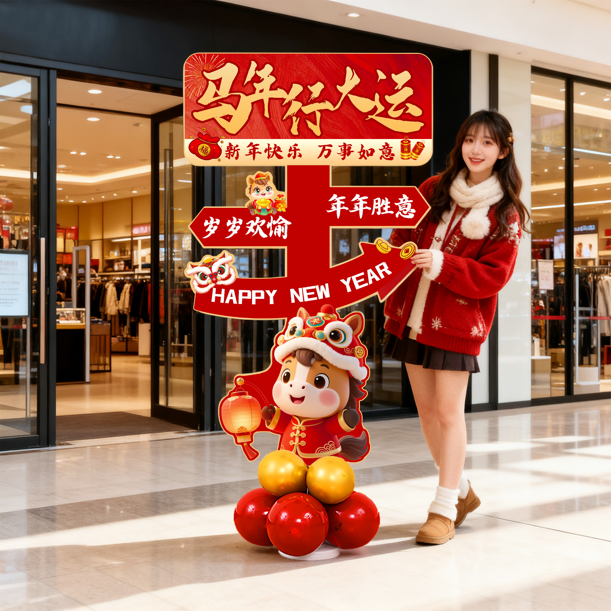 2026年新款网红路牌打卡拍照区装饰商场店铺元旦氛围感造景立牌