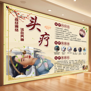 头疗图片宣传画头疗好处广告宣传海报挂图美容院养生馆房间背景墙