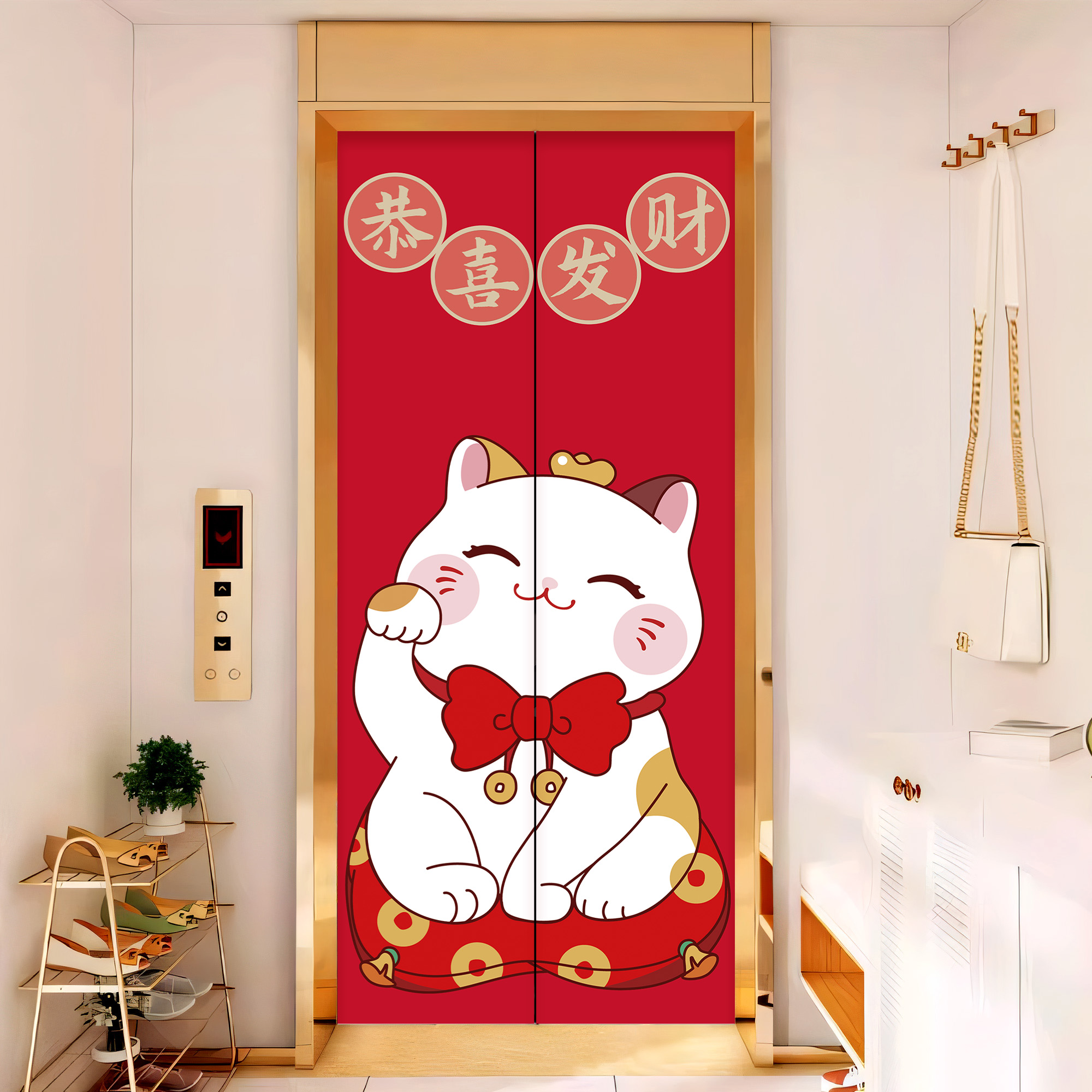 电梯门贴纸贴画入户门口装饰一梯一户美化高级感网红创意卡通定制