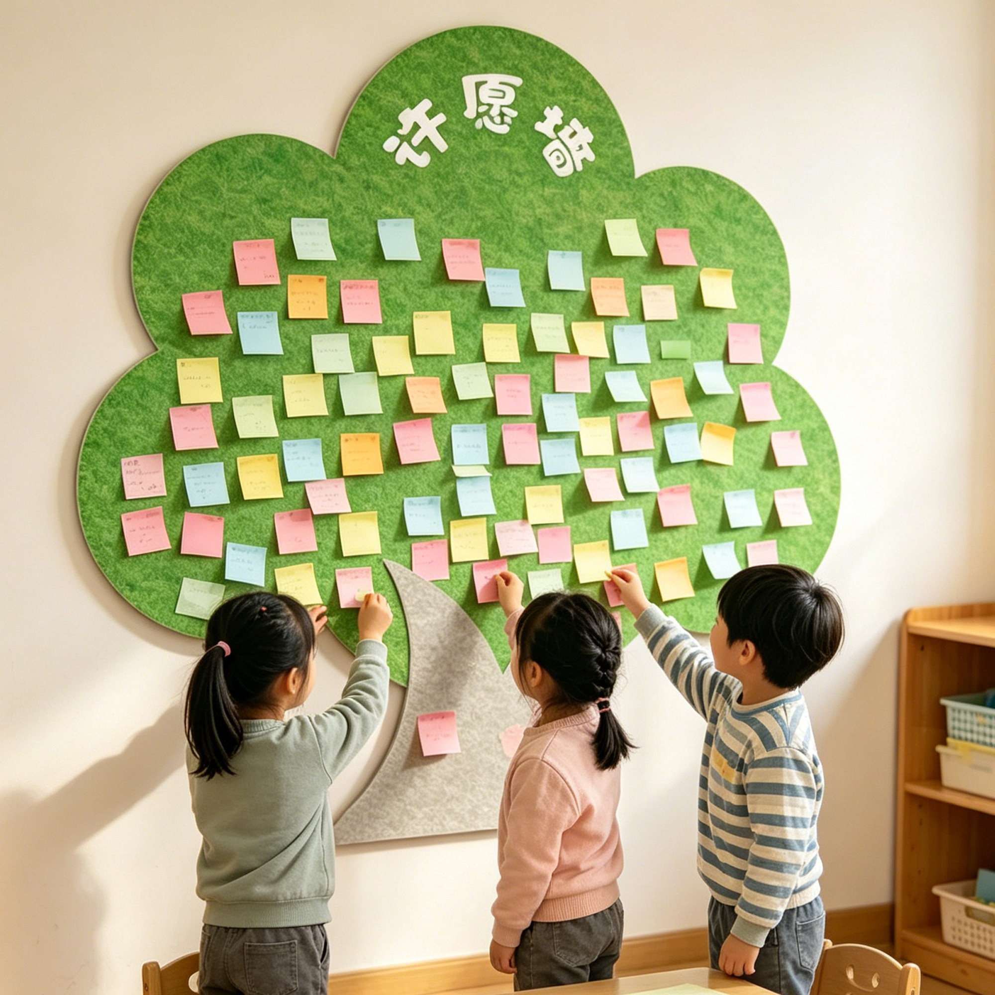毛毡板幼儿园墙面装饰环创主题许愿树班级文化墙大树照片墙贴qt图片