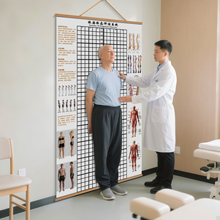 体态评估图挂式身体形姿矫正网格对比中医养生馆瑜伽健身房体测表