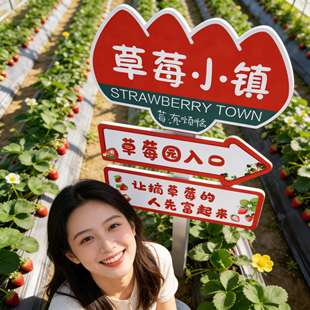 草莓采摘园指引牌采摘须知请勿踩踏文明采摘大棚防水防晒标识牌hb