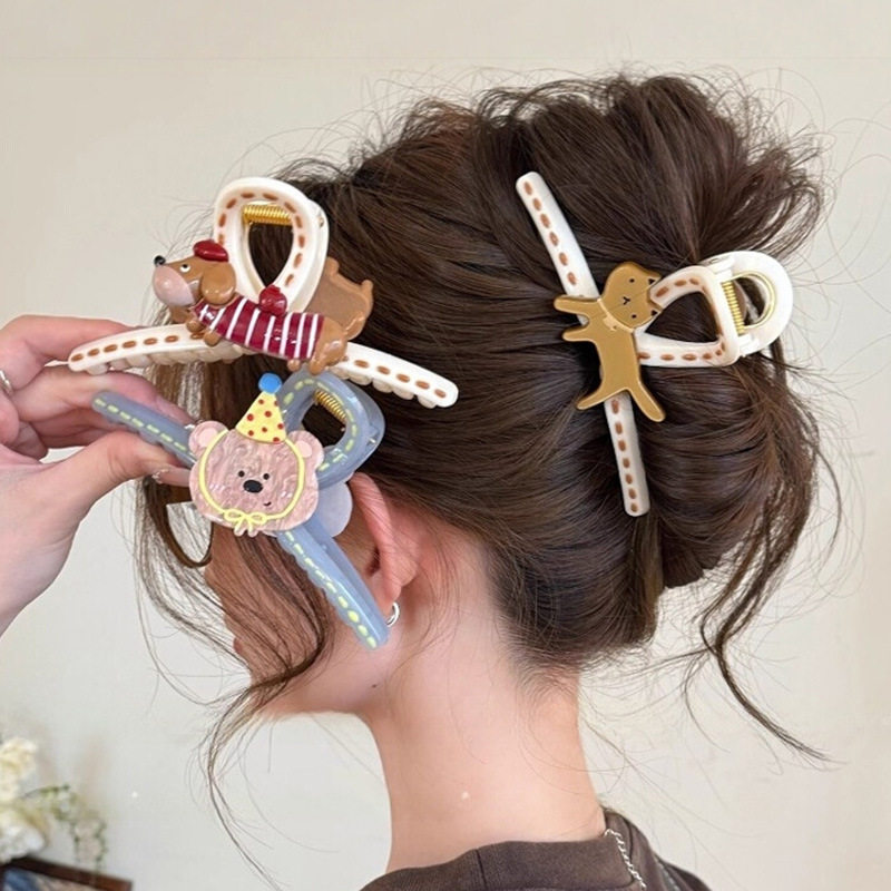 可爱手绘线条小狗抓夹2025后脑勺高级感韩国亚克力发夹大号鲨鱼夹,饰品/流行首饰/时尚饰品新,民族风发饰,淘宝优惠券,粉丝福利购,淘宝优惠卷
