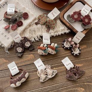 新款可爱小女孩扎头发头绳韩系秋冬百搭可爱卡通小兔儿童发圈发饰