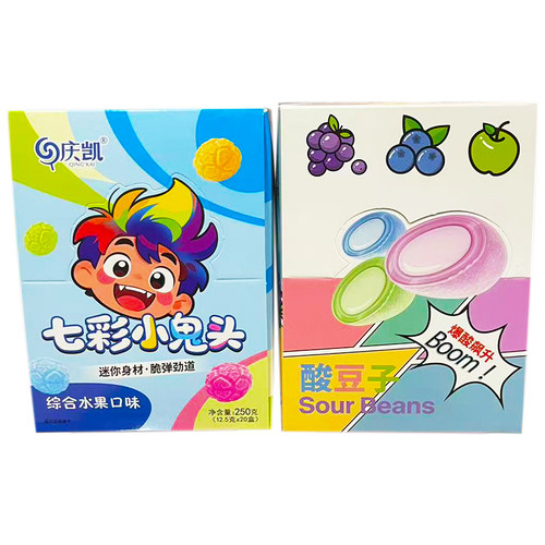 庆凯七彩小鬼头酸豆子综合水果味