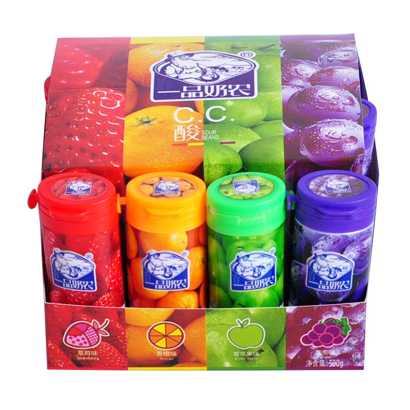 一品奶农CC酸草莓香橙青苹果葡萄混合水果味低度充气糖果零食品