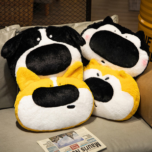 可爱大鼻子狗狗修勾毛绒玩具女生睡觉暖手捂抱枕柯基柴犬玩偶公仔