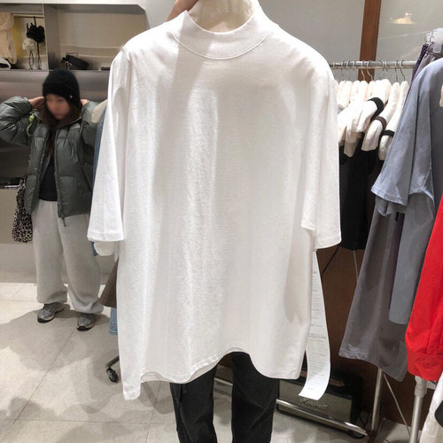 宽松落肩圆领宽松短袖T恤女