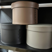 简约圆形皮质高档收纳箱样板房衣帽间衣柜软装 饰品卧室床头柜盒子