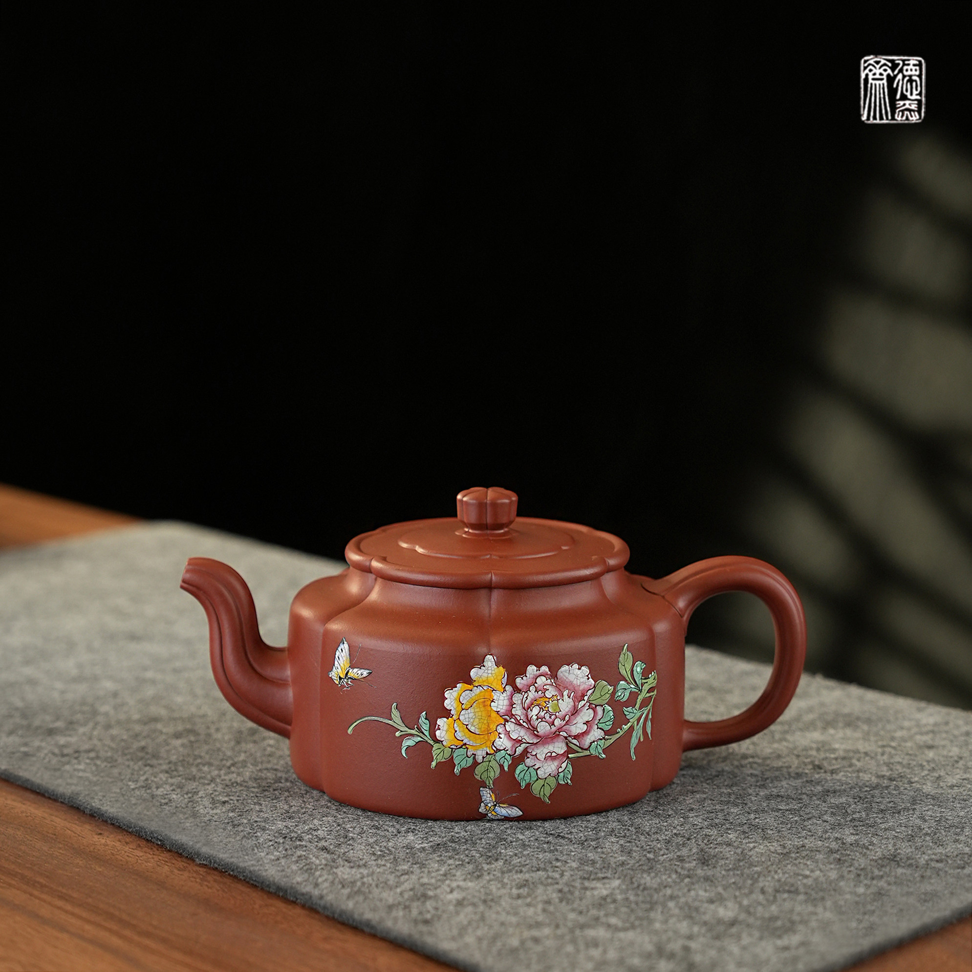 德弈斋宜兴紫砂茶壶茶具中式复古黄龙山原矿底槽青梅花周盘·点彩