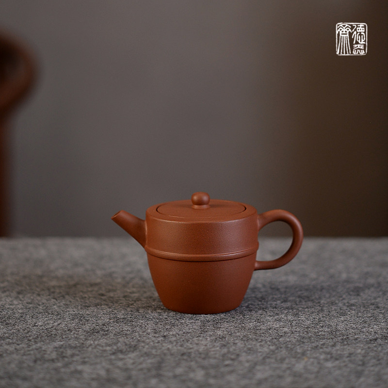 德弈斋宜兴紫砂茶壶茶具中式复古风王定娟红泥年糕土腰线具轮包邮