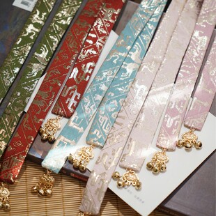 云深雾浅 图腾 原创汉服发带细流苏织金绑带铃铛发绳古风头绳头饰