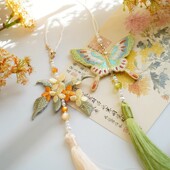 云深雾浅 原创刺绣挂饰汉服配饰古风挂件禁步旗袍压襟 桂花蝴蝶