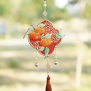 云深雾浅 喜柿连连 原创汉服配饰柿子刺绣流苏挂饰禁步马面裙配饰