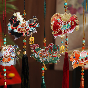 云深雾浅 五福瑞马 原创双面刺绣汉服香囊禁步古风挂饰马年挂件