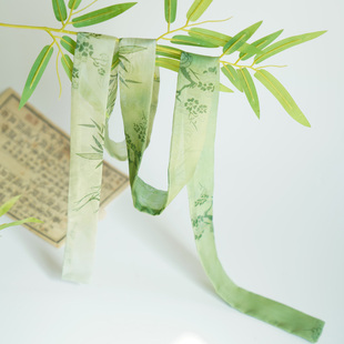 云深雾浅 淮水竹叶 原创印花汉服发带古风飘带头绳竹叶头饰发饰