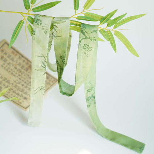云深雾浅 淮水竹叶 原创印花汉服发带古风飘带头绳竹叶头饰发饰