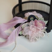 云深雾浅 原创懒人绢花抓夹百搭汉服发夹发带古风头饰发饰 苏梅酒