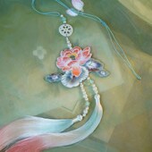 云深雾浅 原创荷花禁步刺绣汉服加长腰佩百搭挂饰配饰 夏日晚荷