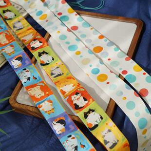 云深雾浅 博古猫咪印花3米汉服腰带多用途古风三米系带 猫猫腰带