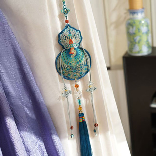 云深雾浅 文物二创汉服禁步仿打籽绣盘金荷包中国结流苏配饰 孔雀