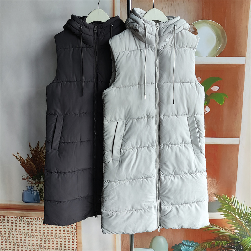 意呆款 秋冬中长款保暖无袖外套百搭时尚外套棉衣棉服