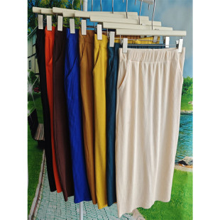 霓虹家高品多色入夏秋减龄显瘦松紧腰罗纹半身裙女裙