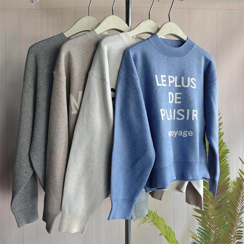 霓虹家春秋季日单字母立领长袖宽松针织衫毛衣毛衫女生均码,女装/女士精品,毛针织衫,淘宝优惠券,粉丝福利购,淘宝优惠卷