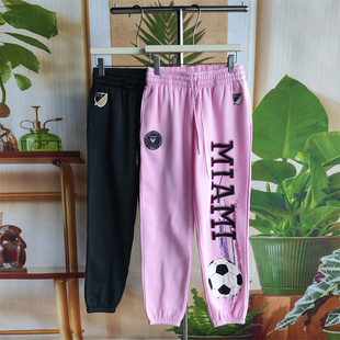 美单拉毛薄绒字母印花卫裤女宽松束脚高腰休闲运动裤百搭长裤